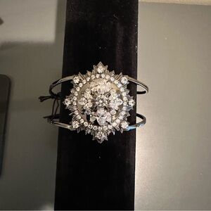 nOir Jewelry Silver Crystal Sunburst Cuff Bracelet